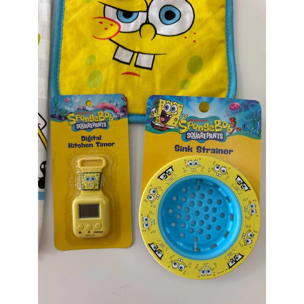 SpongeBob SquarePants Kitchen Set Mitt Pot Holder Towel Measuring Spoons Timer